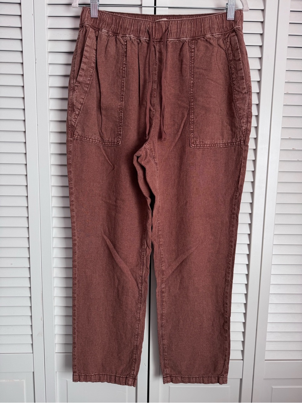 Pilcro Anthropologie Linen Blend Drawstring Pants Pull On Ankle Cozy Small